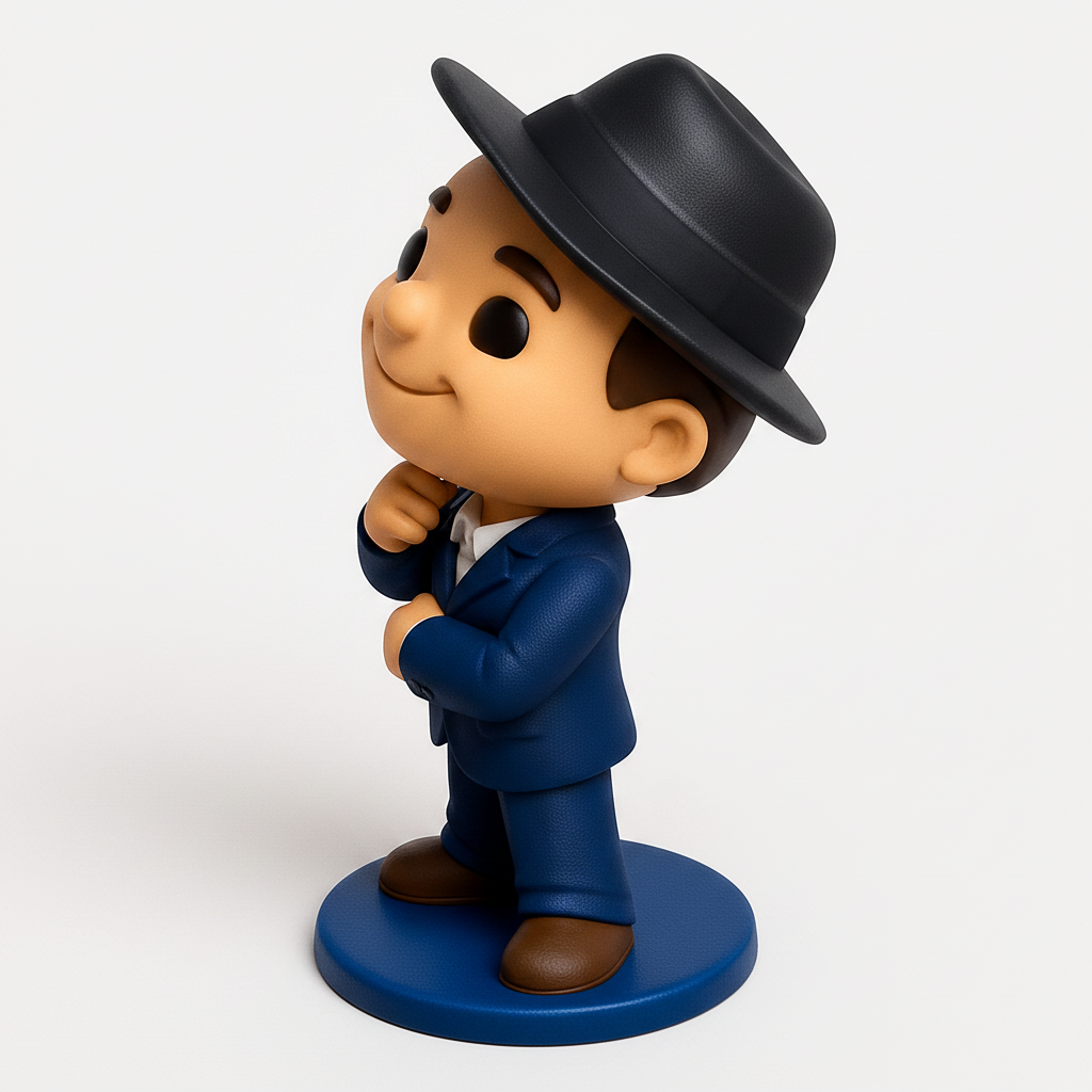 face to 3d model ai-3D portrait printing from photo_Chibi Gentleman Figurine - Suited Desk Companion