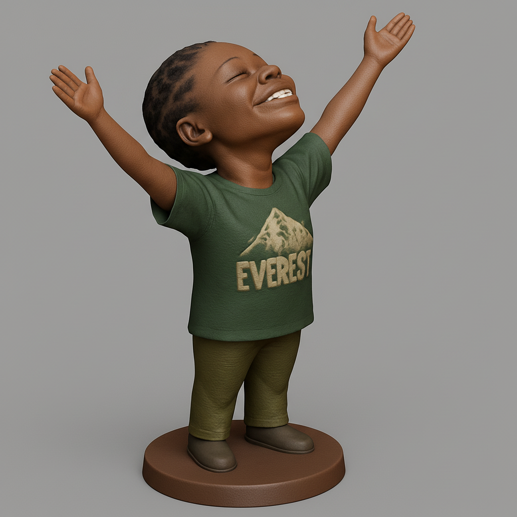 silhouette 3d printer maker-3d portrait printing_Everest Joy: Celebratory Child Bobblehead Statue