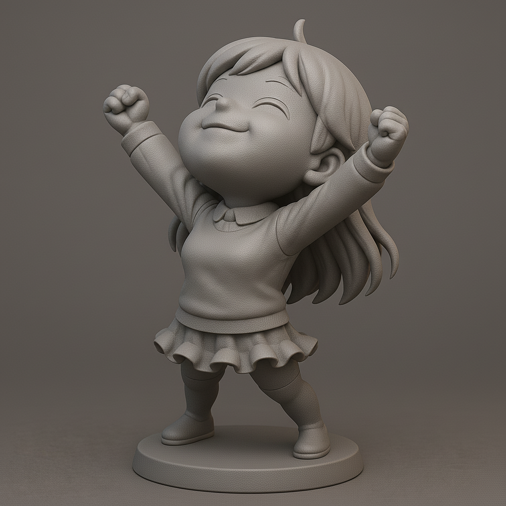 silhouette 3d printer maker-3d portrait printing_Joyful Victory Pose Figurine