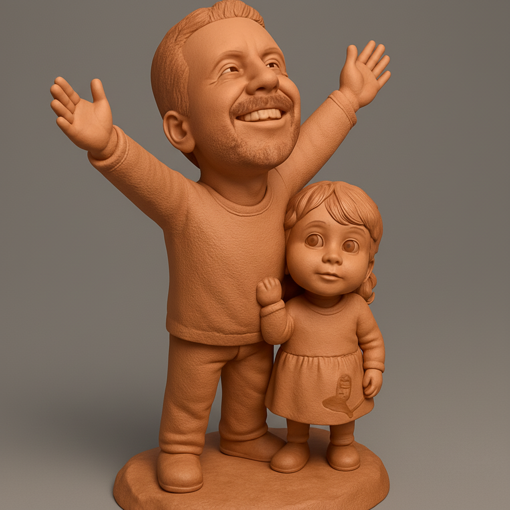 face anatomy 3d model-create 3d face model from photo_Joyful Uncle Niece Embrace: A Loving Bond Statue