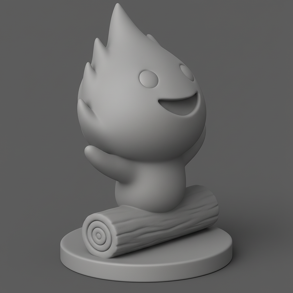 silhouette 3d printer maker-3d portrait printing_Cheerful Flame Character Figurine