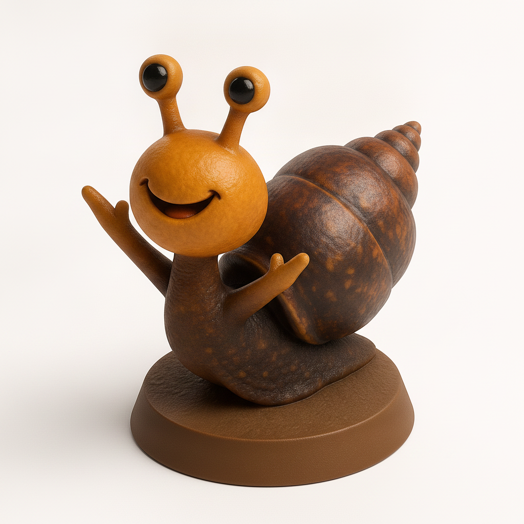 face anatomy 3d model-create 3d face model from photo_Cheerful Snail Buddy – Print a Smile for Your Space!