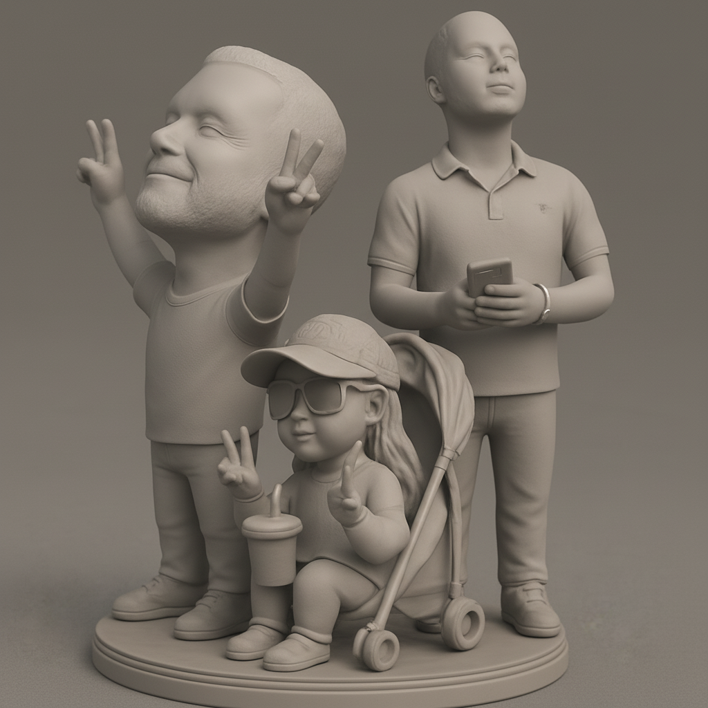 face to 3d model ai-3D portrait printing from photo_Family Memories: Customizable 3D Statue