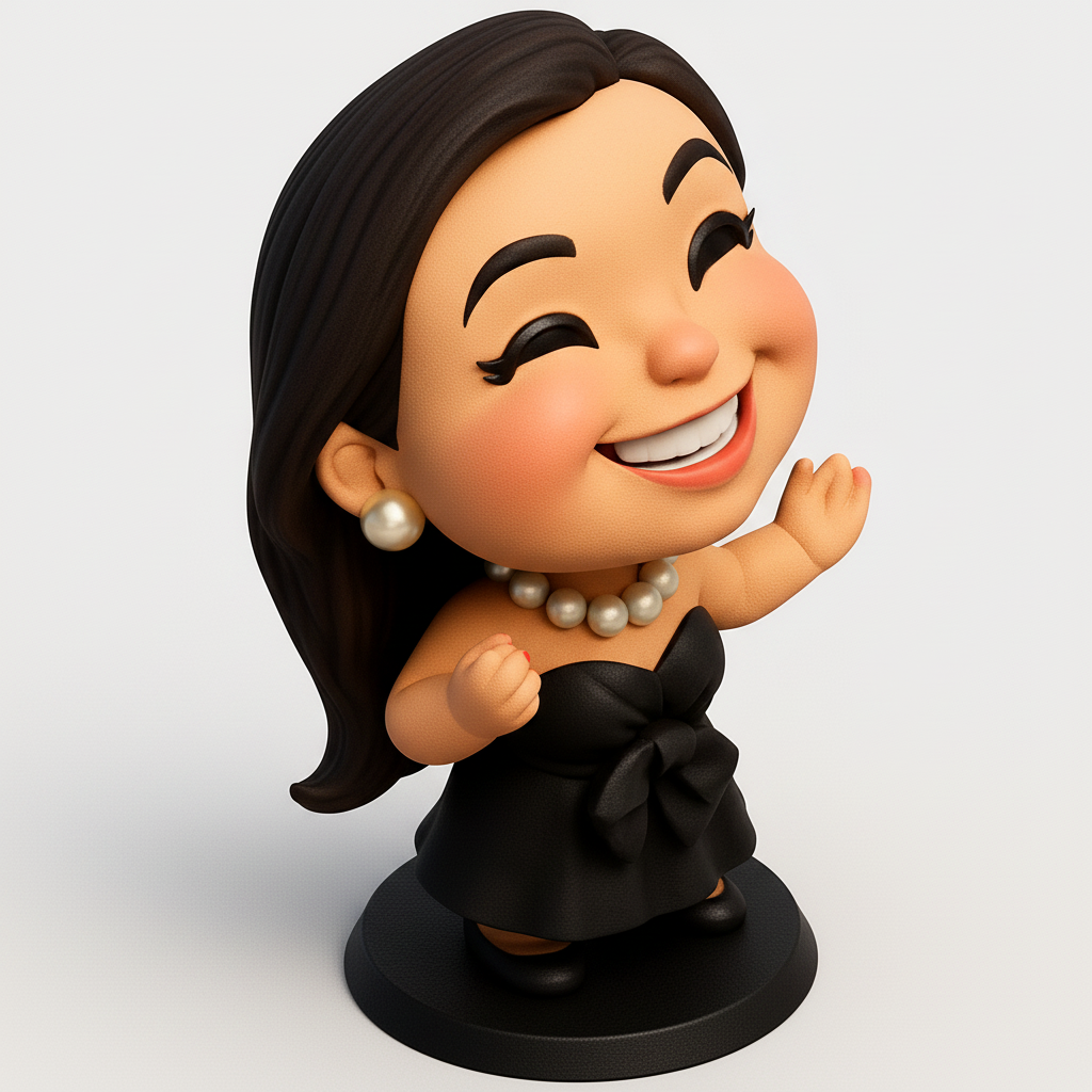 face to 3d model ai-3D portrait printing from photo_Elegant Chibi Pearl Figurine: Celebrat Joy & Style