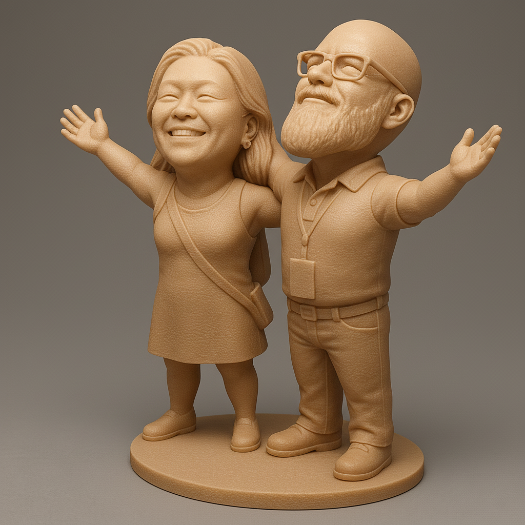 silhouette 3d printer maker-3d portrait printing_Joyful Couple Figurine for 3D Printing