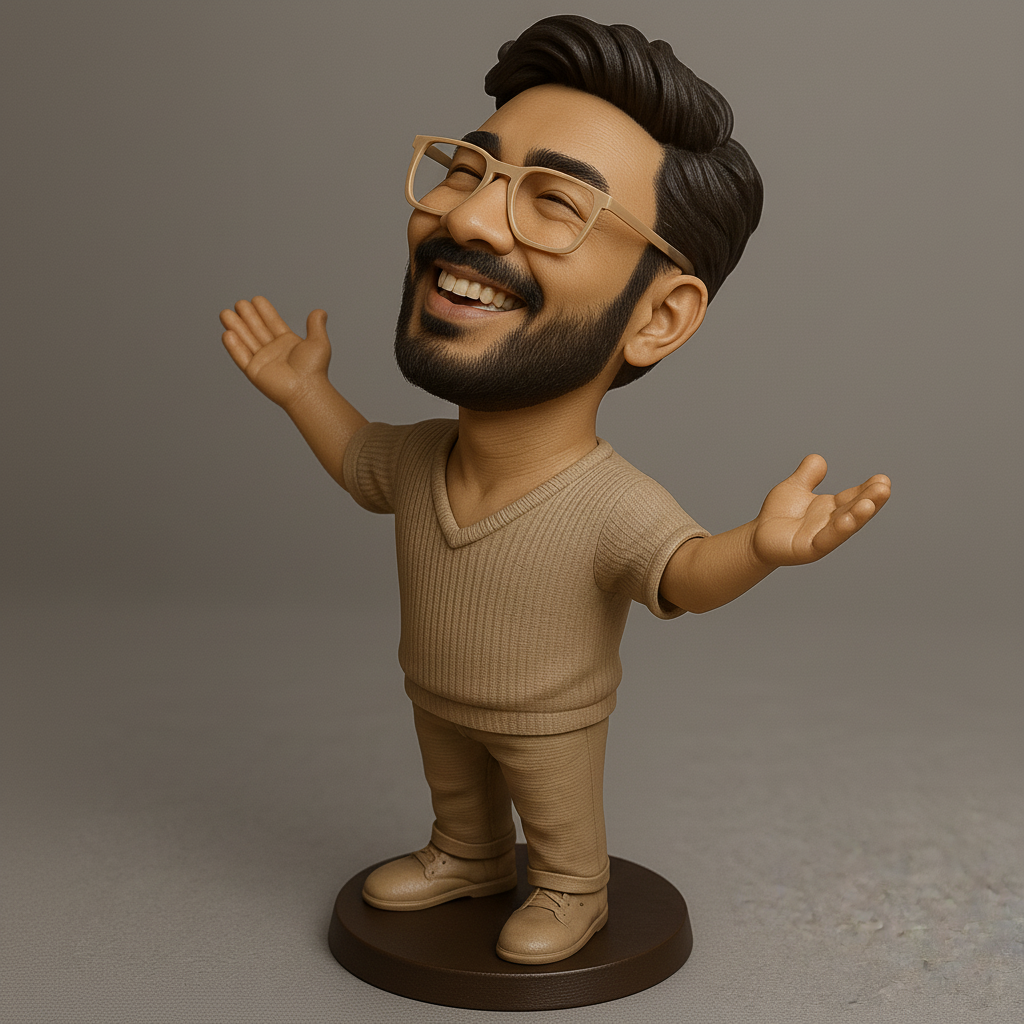 face anatomy 3d model-create 3d face model from photo_Joyful Figurine with Outstretched Arms