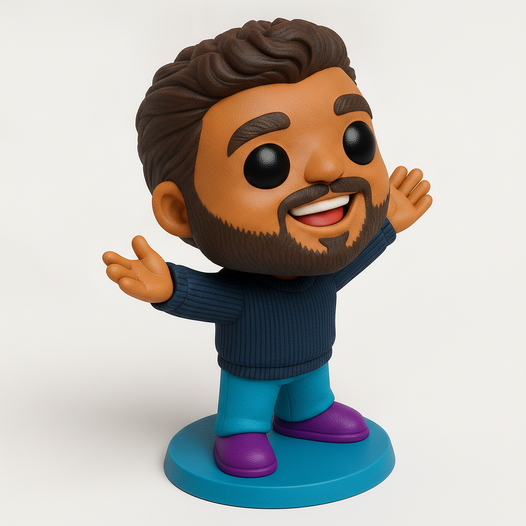 face to 3d model ai-3D portrait printing from photo_Happy Bearded Man Figurine - Customizable 3D Print