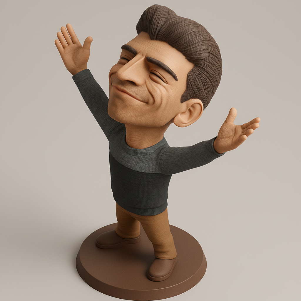 face to 3d model ai-3D portrait printing from photo_Joyful Success Figurine: Embrace Happiness