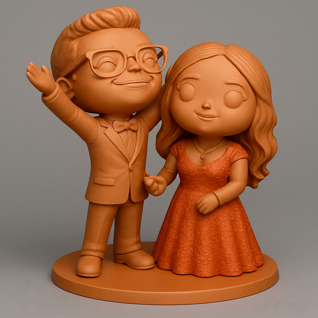 face to 3d model ai-3D portrait printing from photo_Charming Chibi Couple: Personalized Wedding & Gift Figurine