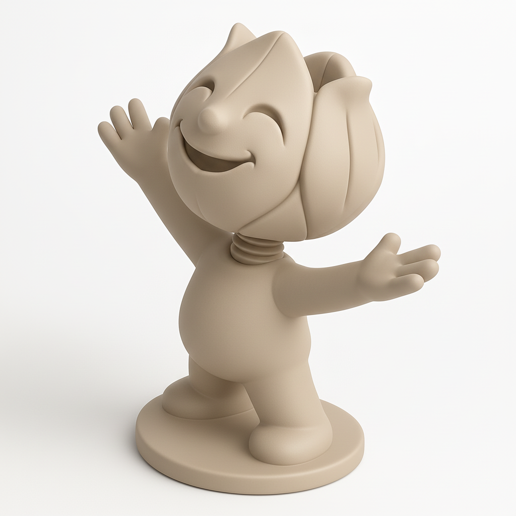 face anatomy 3d model-create 3d face model from photo_Smiling Sprout Bobblehead for a Boost of Joy