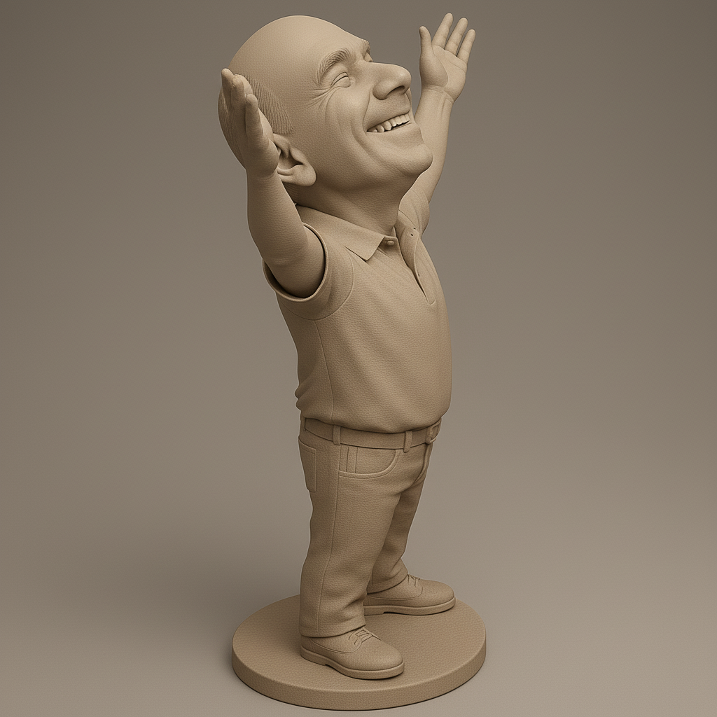 silhouette 3d printer maker-3d portrait printing_Joyful Figurine with Outstretched Arms