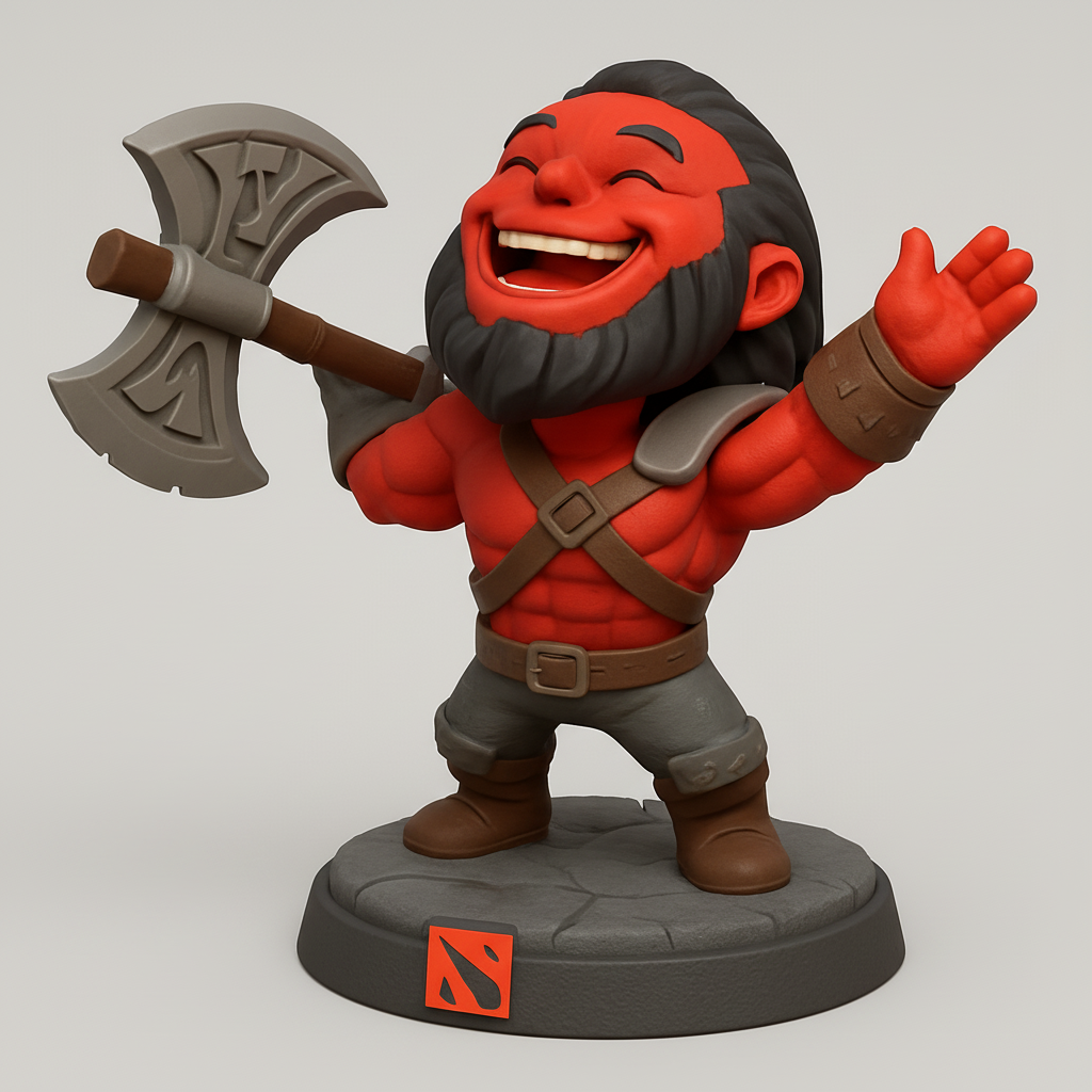 face anatomy 3d model-create 3d face model from photo_Cheerful Warrior with Axe Figurine