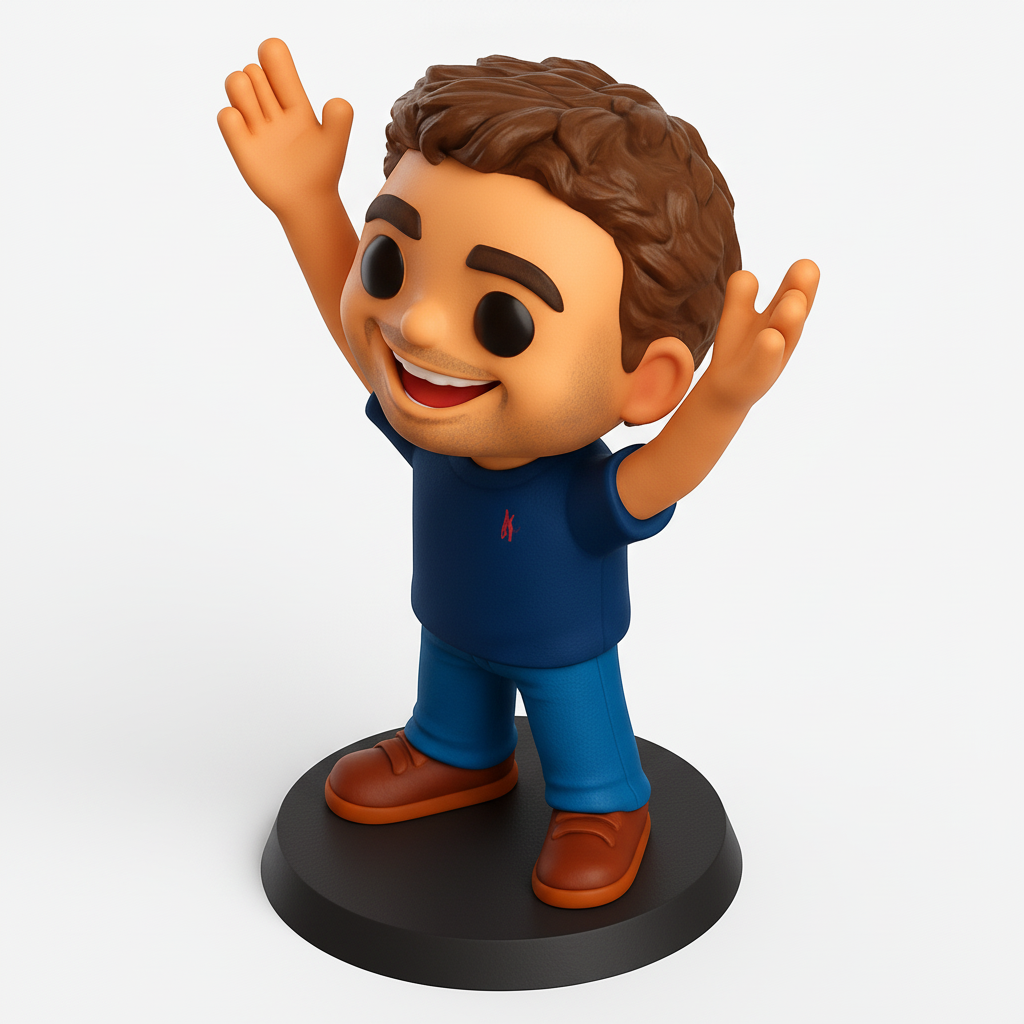 face anatomy 3d model-create 3d face model from photo_Joyful Cartoon Character Figurine - Ready to Print!