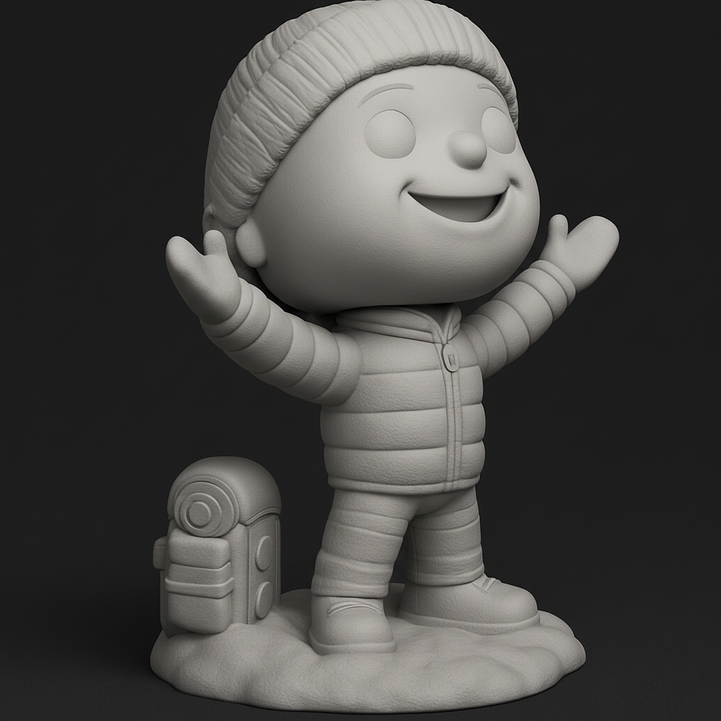 face anatomy 3d model-create 3d face model from photo_Joyful Winter Kid & Robot Companion 3D Print