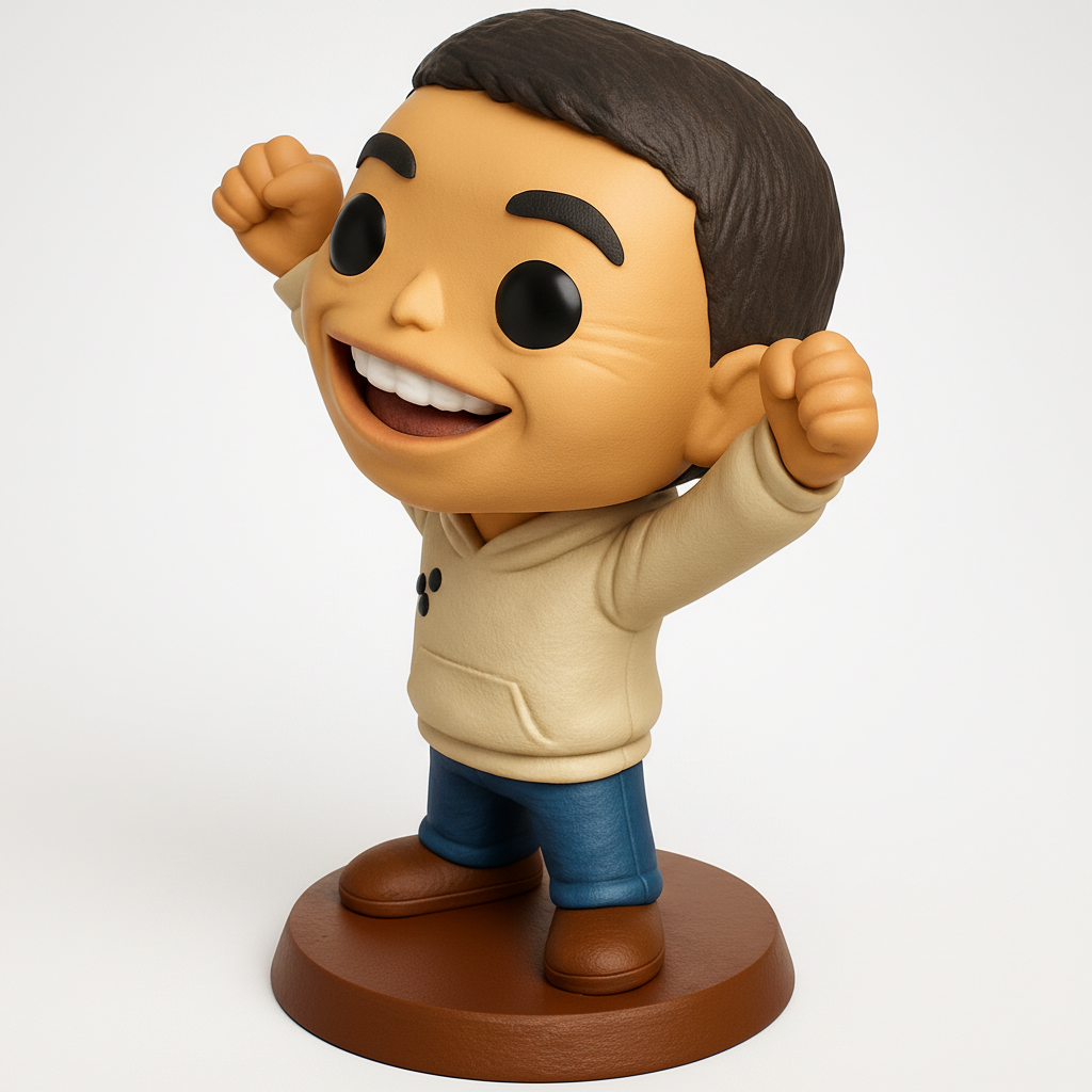 face to 3d model ai-3D portrait printing from photo_Triumphant Joy Pop-Style Figure: Celebrate Success!