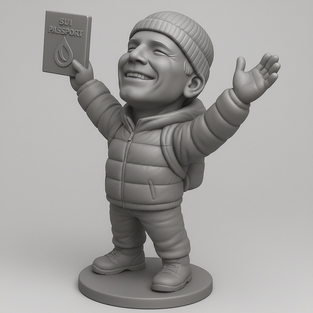 face anatomy 3d model-create 3d face model from photo_SUI Passport Holder: Happy Crypto Journey Figurine