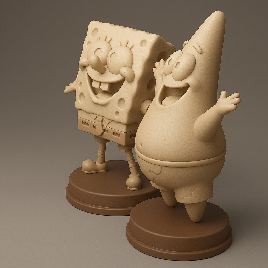 silhouette 3d printer maker-3d portrait printing_SpongeBob & Patrick Fun Figurines