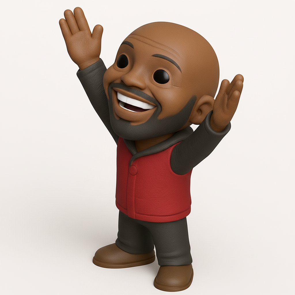 face to 3d model ai-3D portrait printing from photo_Joyful Bearded Man Figurine - Celebrate Success!