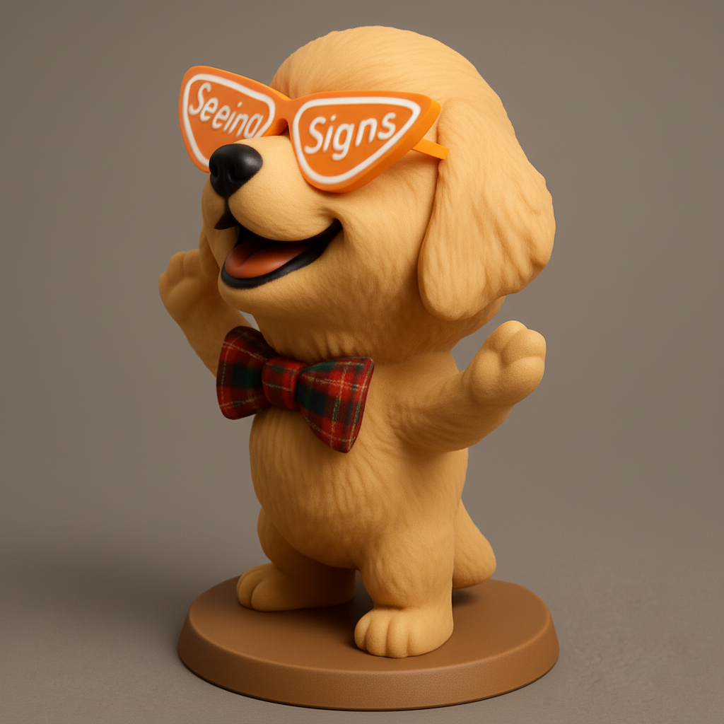silhouette 3d printer maker-3d portrait printing_Cheerful Puppy Figurine with Sunglasses