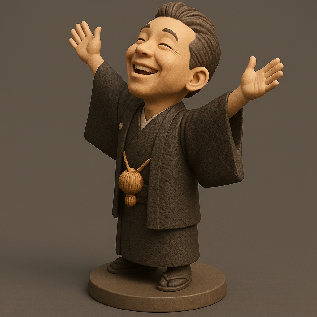 silhouette 3d printer maker-3d portrait printing_Joyful Samurai Figure for 3D Printing