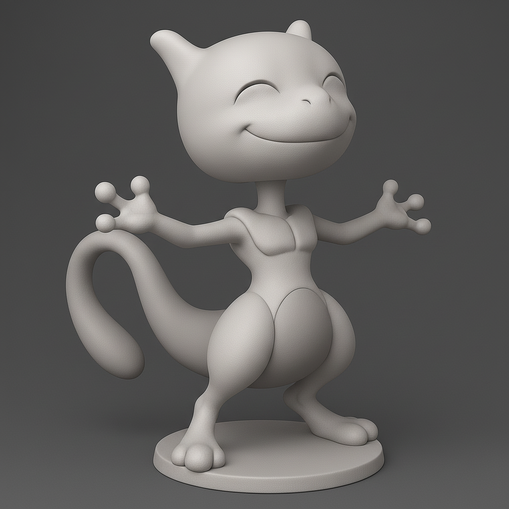 face anatomy 3d model-create 3d face model from photo_Whimsical Mewtwo Figurine for 3D Printing