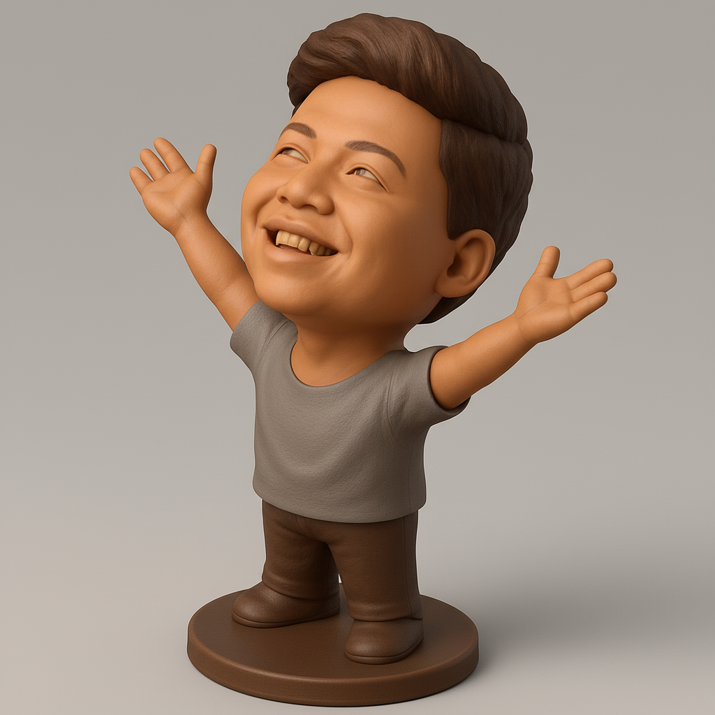 face to 3d model ai-3D portrait printing from photo_Uplifting Joy Bobblehead: A Symbol of Happiness