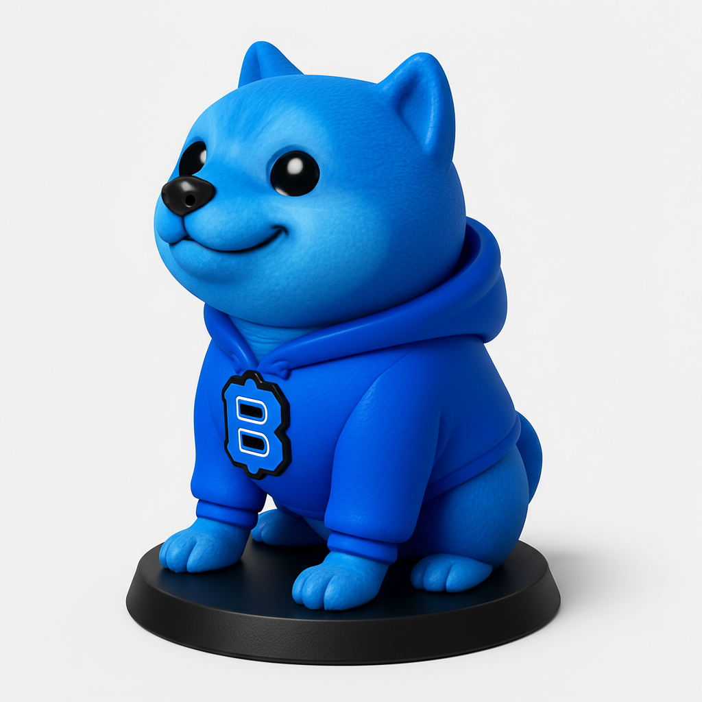 face to 3d model ai-3D portrait printing from photo_Adorable Blue Doge Figurine with B Logo Hoodie