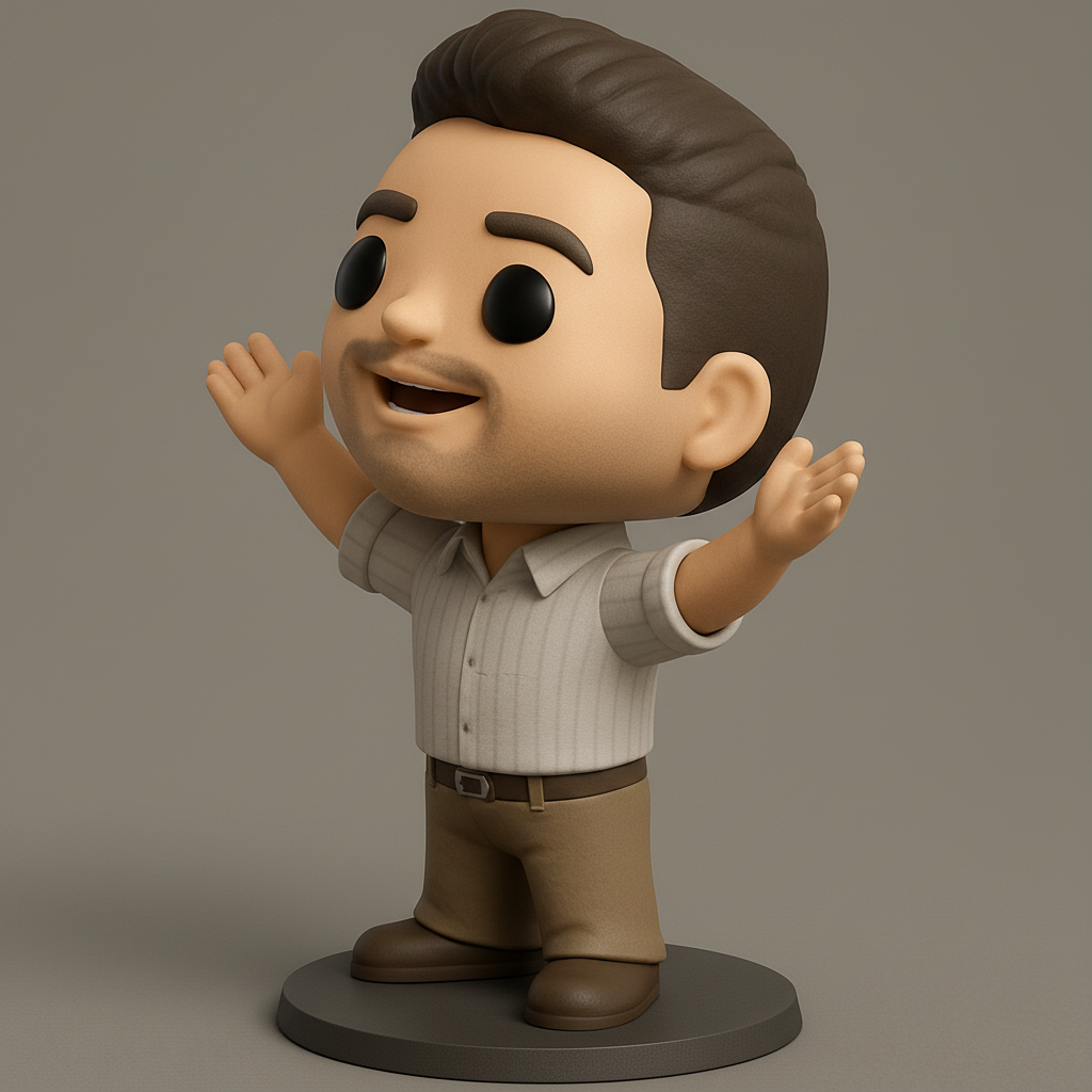 face anatomy 3d model-create 3d face model from photo_Friendly Funko Pop Style Figurine - Welcoming Pose