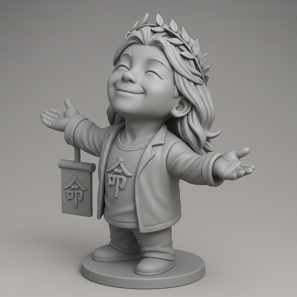 face anatomy 3d model-create 3d face model from photo_Joyful Character with Symbolic Sign