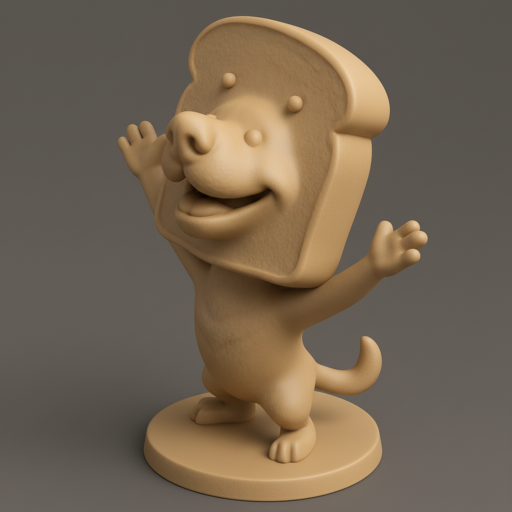 silhouette 3d printer maker-3d portrait printing_Adorable Toast Dog Figurine: Unique Home Decor!