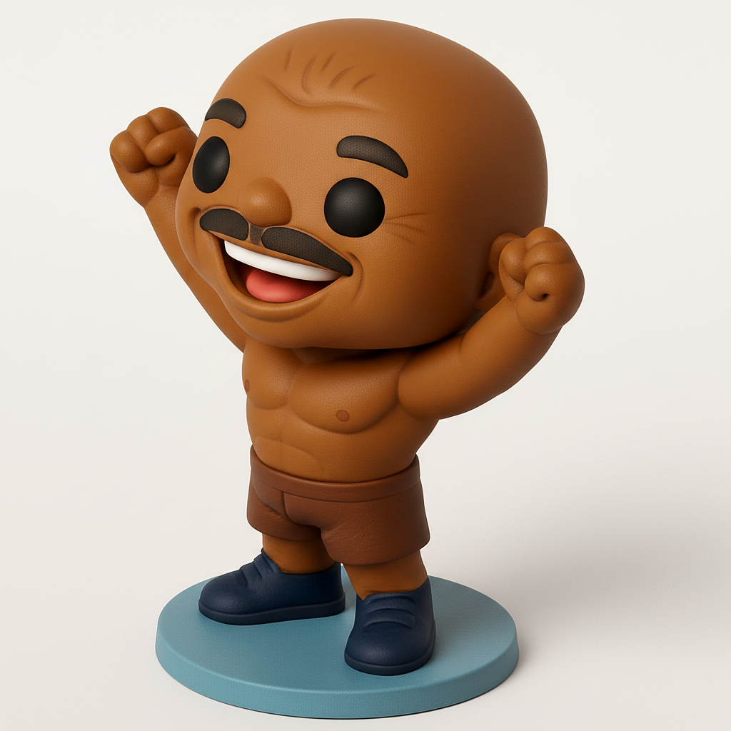 face anatomy 3d model-create 3d face model from photo_Mighty Moustache Strongman: Champion Pose 3D Collectible