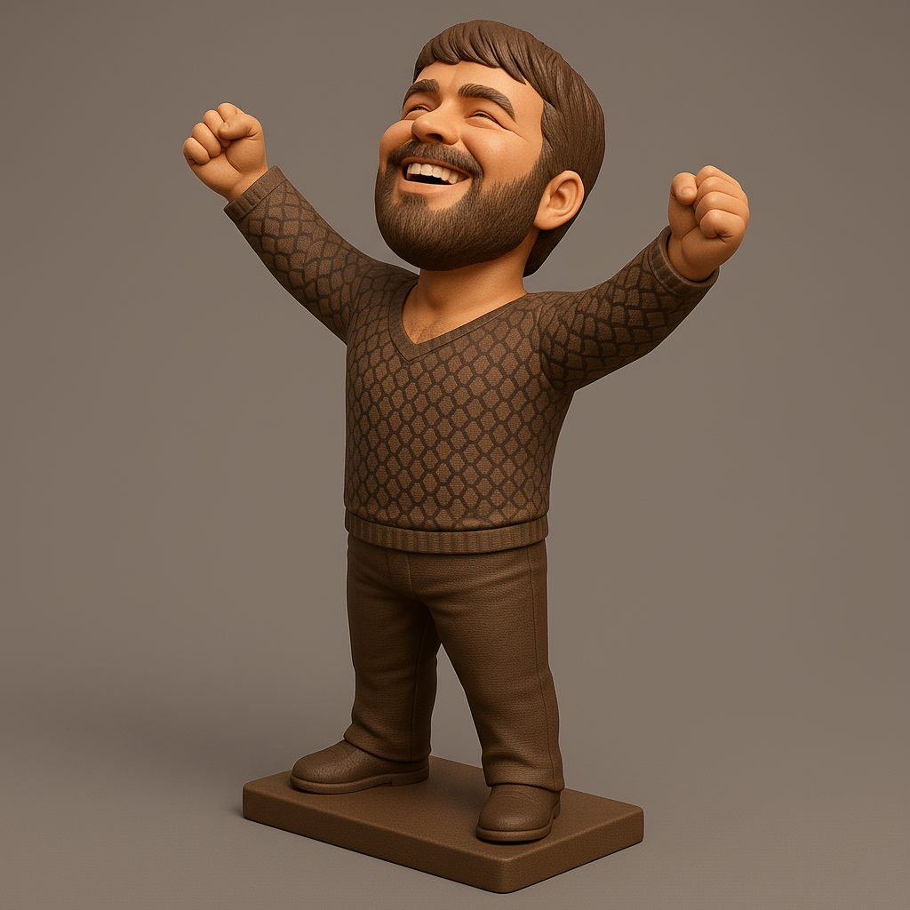 face anatomy 3d model-create 3d face model from photo_Joyful Victory Pose Figurine