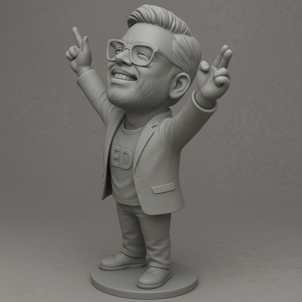 silhouette 3d printer maker-3d portrait printing_Cheerful Character with Peace Signs