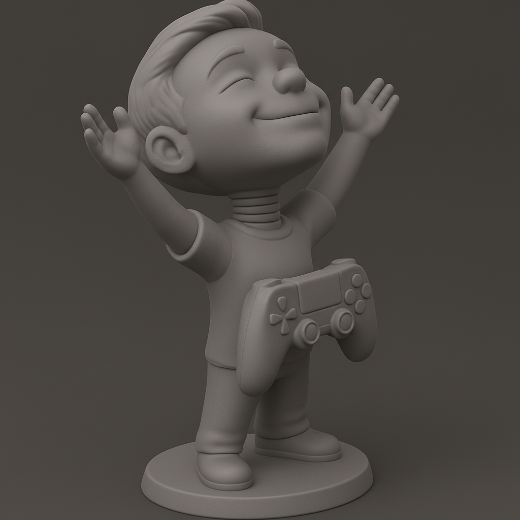 face anatomy 3d model-create 3d face model from photo_Triumphant Gamer Statue: Joyful Desk Companion!