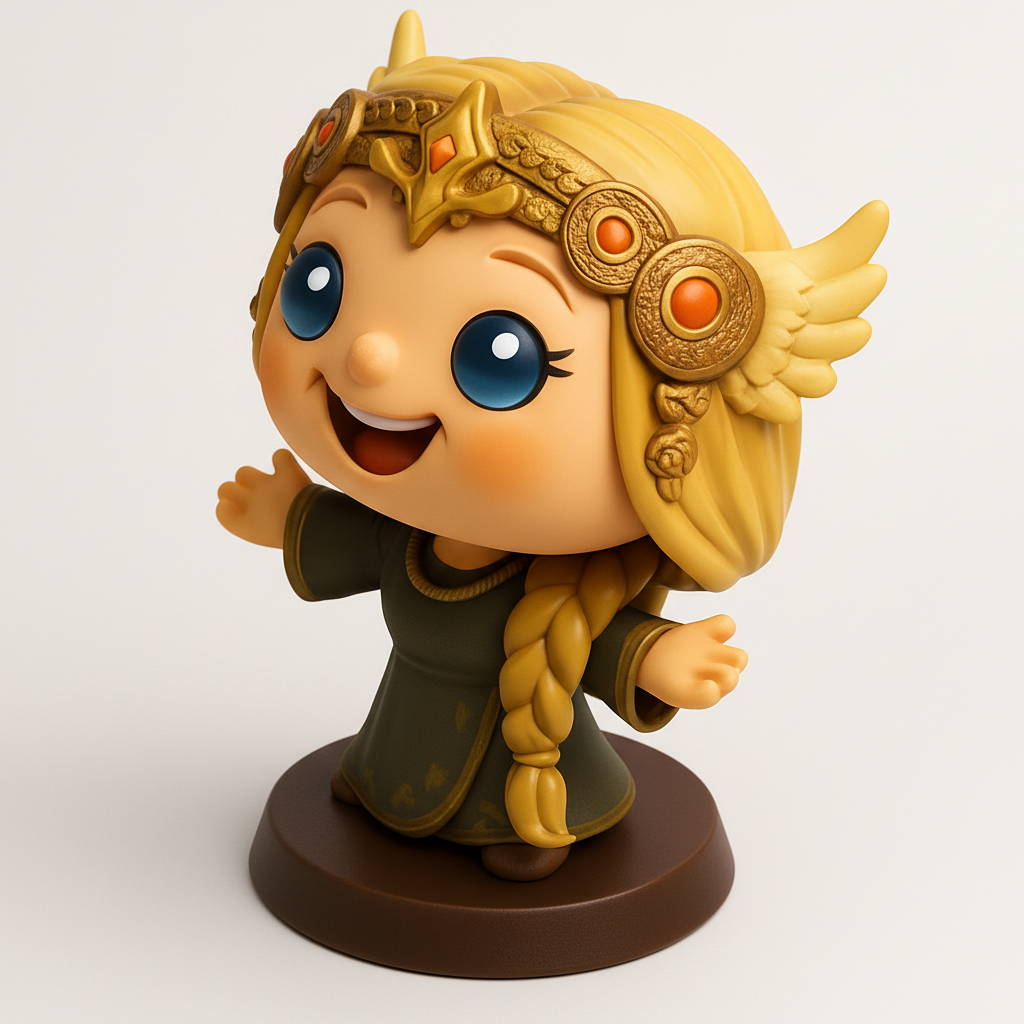 face to 3d model ai-3D portrait printing from photo_Smiling Goddess Figurine - Cute Fantasy Chibi Collectible