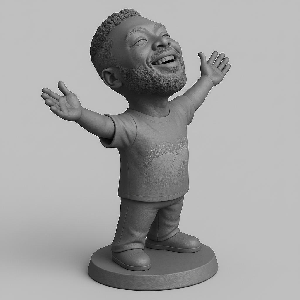 silhouette 3d printer maker-3d portrait printing_Joyful Character with Open Arms