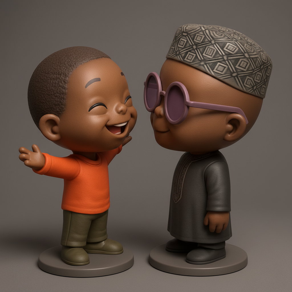 face to 3d model ai-3D portrait printing from photo_Joyful African Children Collectible Figures