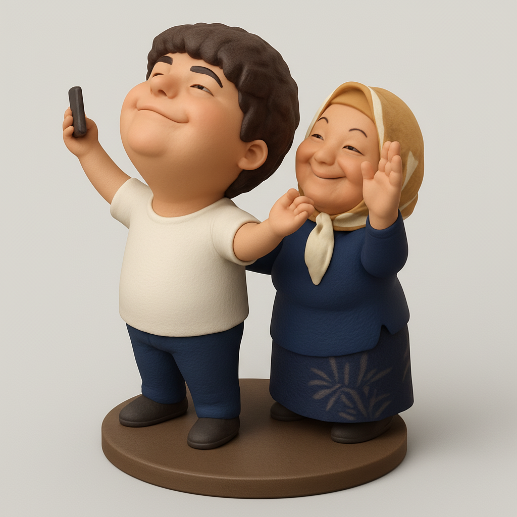 face anatomy 3d model-create 3d face model from photo_Joyful Family Selfie Figurine