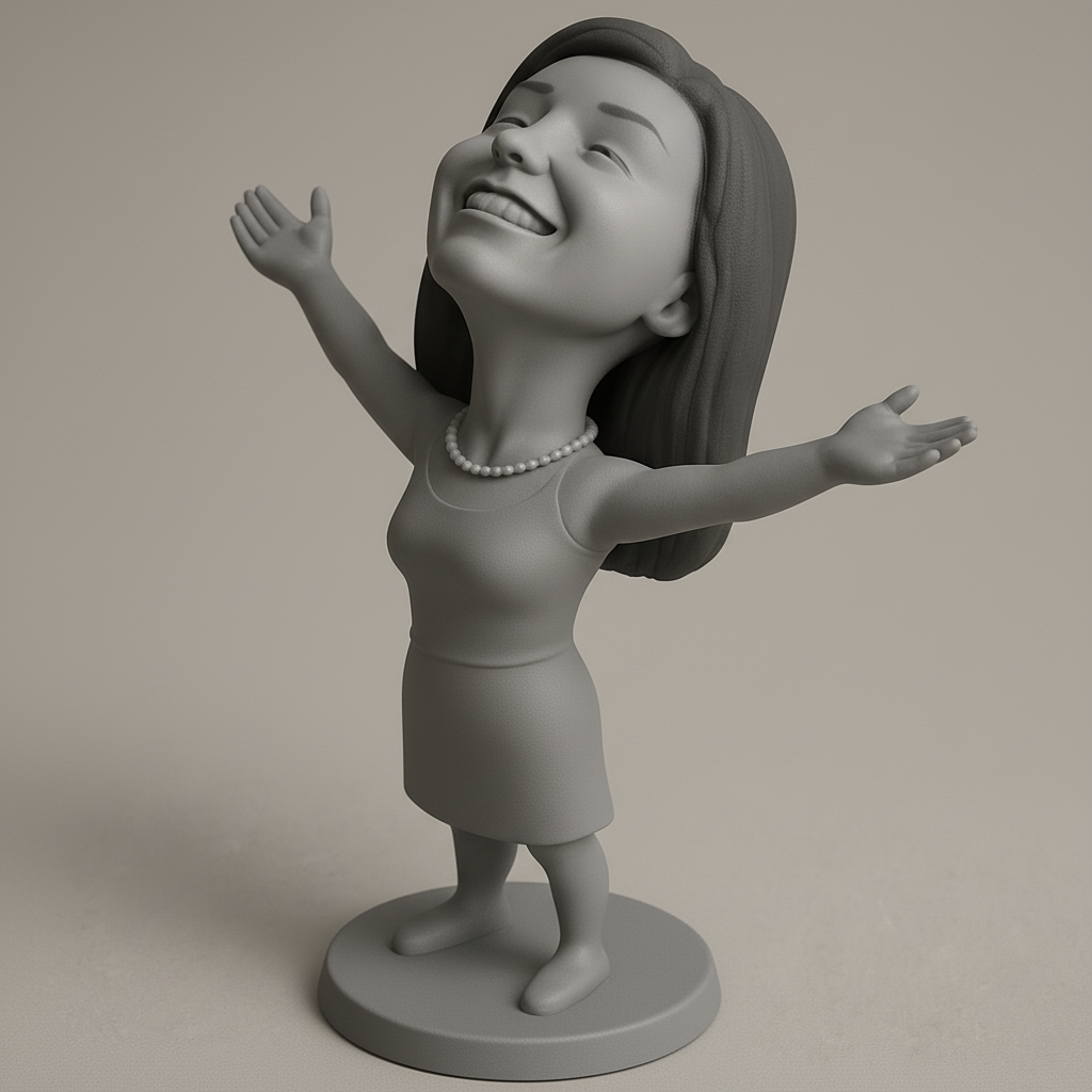 silhouette 3d printer maker-3d portrait printing_Joyful Figurine with Outstretched Arms