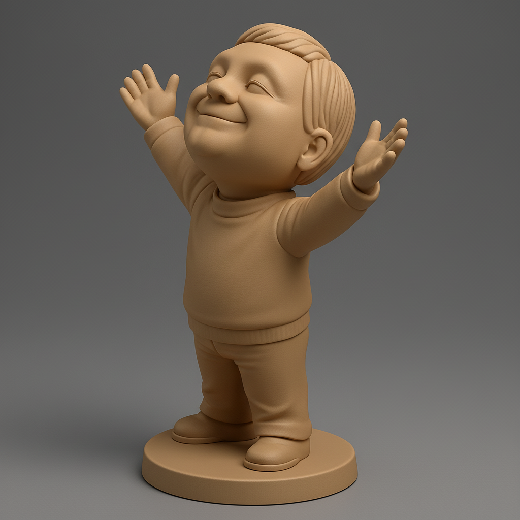 face anatomy 3d model-create 3d face model from photo_Joyful Boy Embrace Statue - Spread Happiness!