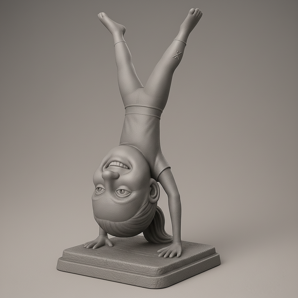face anatomy 3d model-create 3d face model from photo_Upside Down Gymnast Figurine