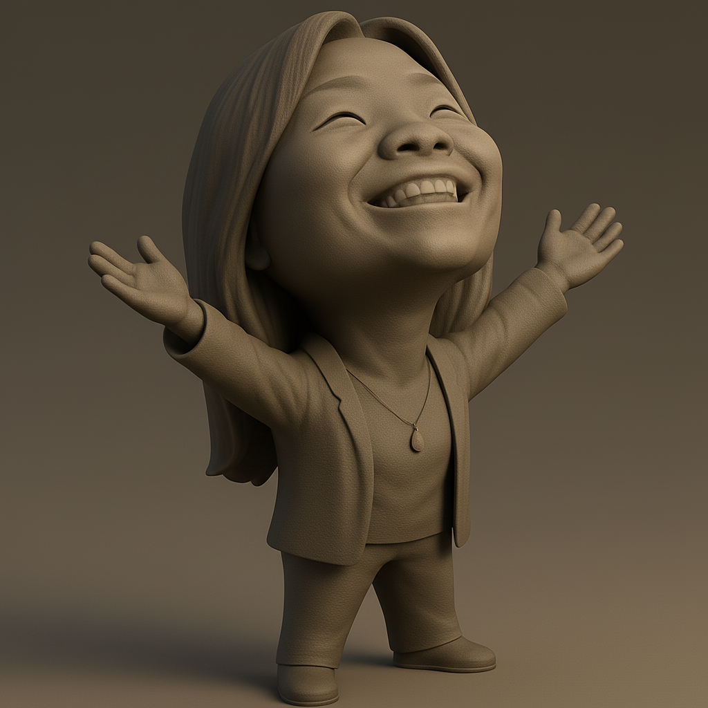 face anatomy 3d model-create 3d face model from photo_Joyful Figurine with Outstretched Arms