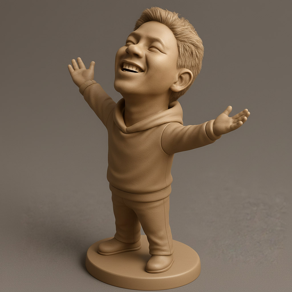 face anatomy 3d model-create 3d face model from photo_Pure Joy! Optimistic Youth Figurine with Open Arms