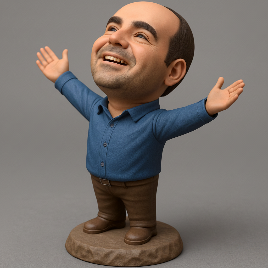 face anatomy 3d model-create 3d face model from photo_Joyful Chibi Man Figurine: Uplifting Desk Decor