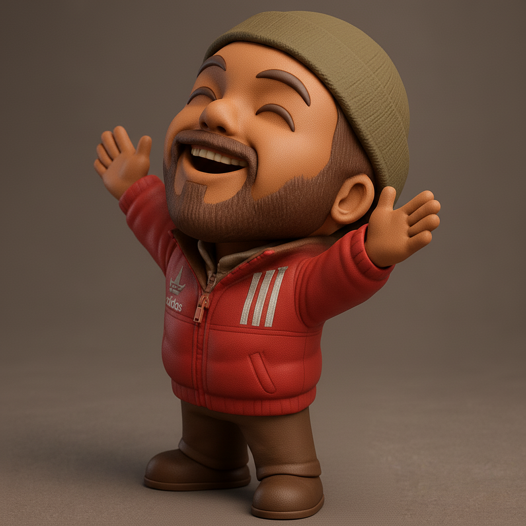face to 3d model ai-3D portrait printing from photo_Happy Bearded Character - Adidas Style Desk Buddy