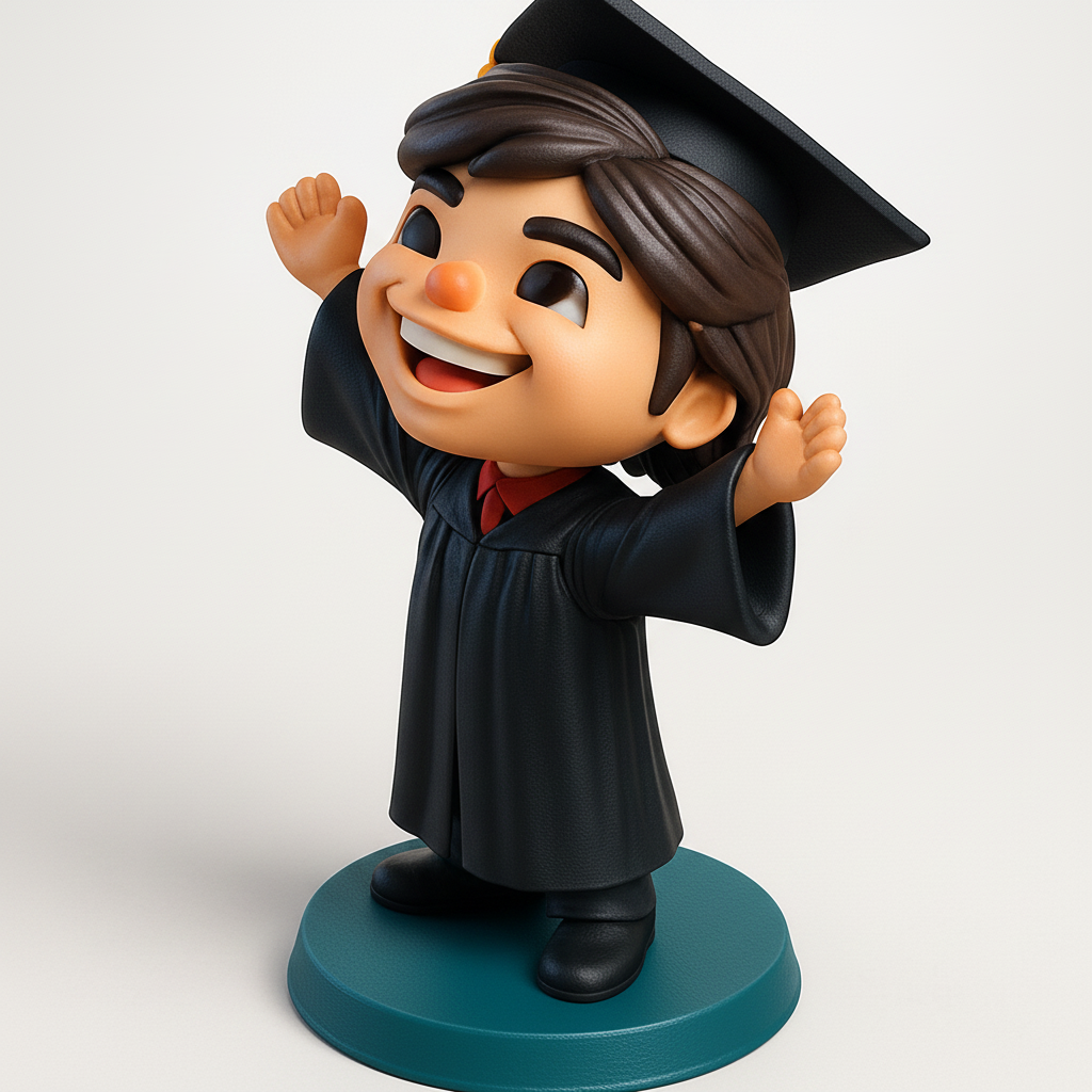 face to 3d model ai-3D portrait printing from photo_Celebrate Success: Happy Graduate Figurine!