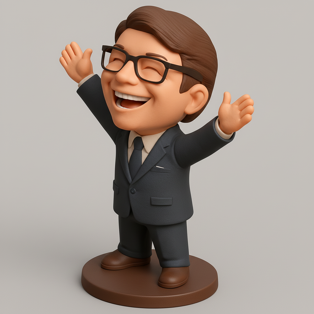 face to 3d model ai-3D portrait printing from photo_Happy Executive Figurine: Embrace Success!