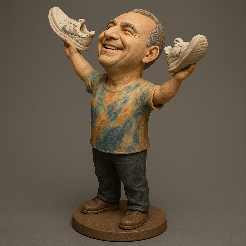 silhouette 3d printer maker-3d portrait printing_Joyful Sneaker Enthusiast Figurine