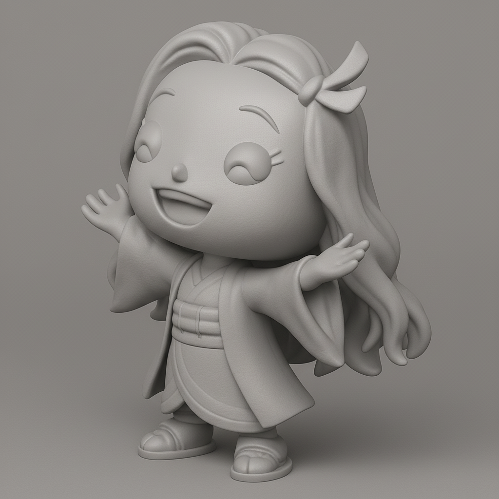 face to 3d model ai-3D portrait printing from photo_Adorable Chibi Nezuko Figurine - Embrace Joy!