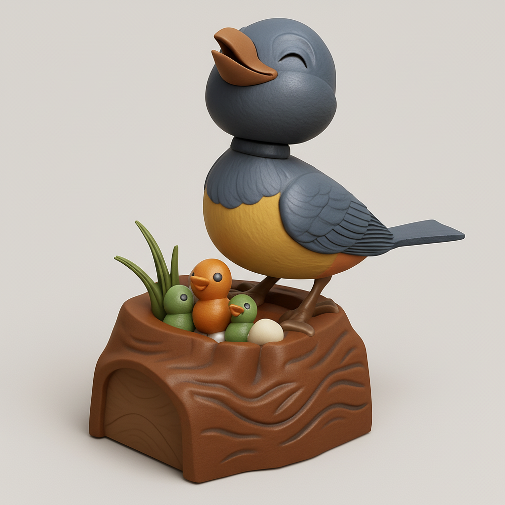 face anatomy 3d model-create 3d face model from photo_Singing Bird & Hatchlings: A Joyful Nest Scene